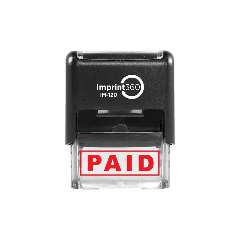 Supply360 Imprint 360 AS-IMP1027 - Paid, Heavy Duty Commerical Quality Self-Inking Rubber Stamp, Red Ink, 9/16" x 1-1/2" Impression Size, Laser Engraved for Clean, Precise Imprints - Image 1